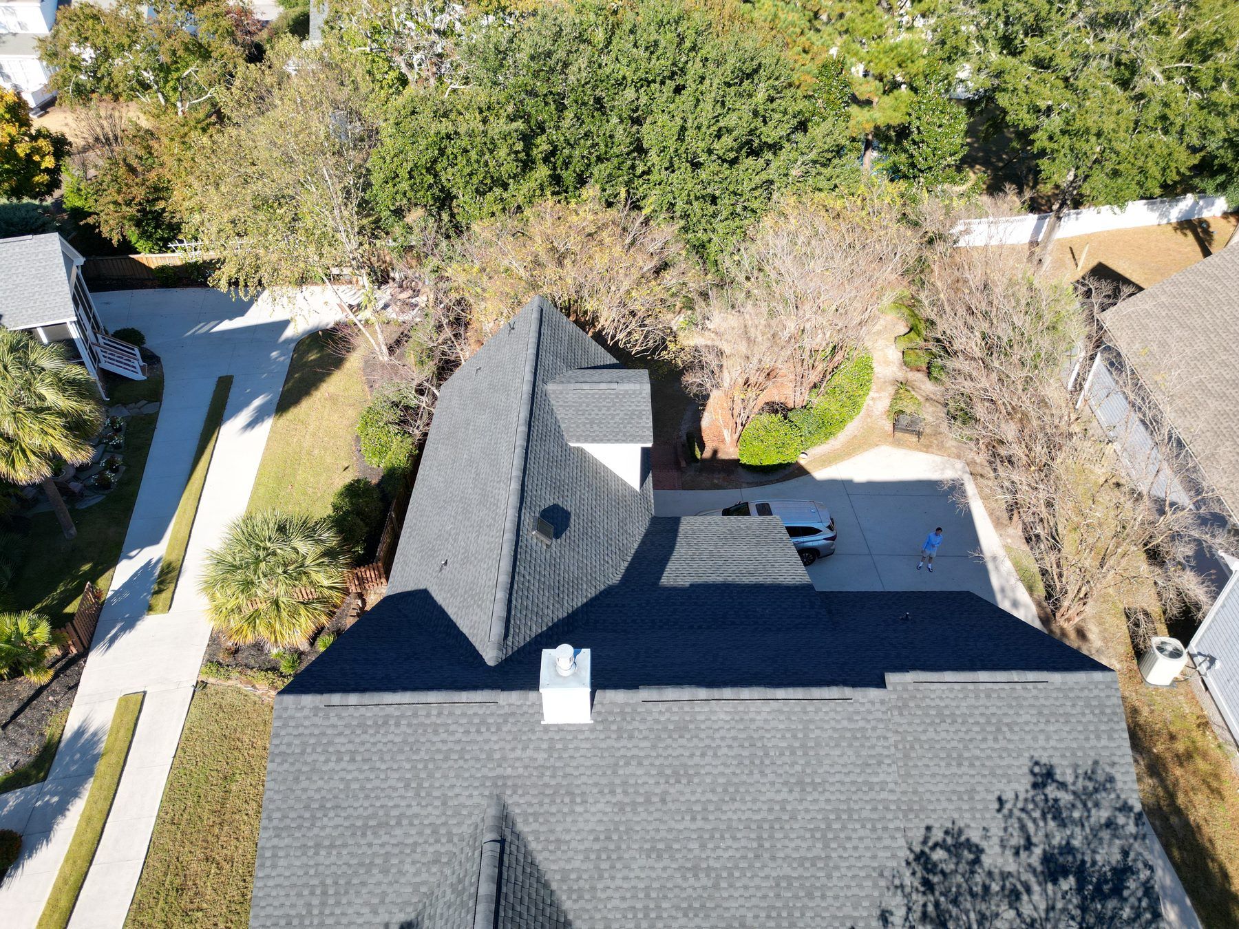 Charcoal shingle roof from another aerial angle